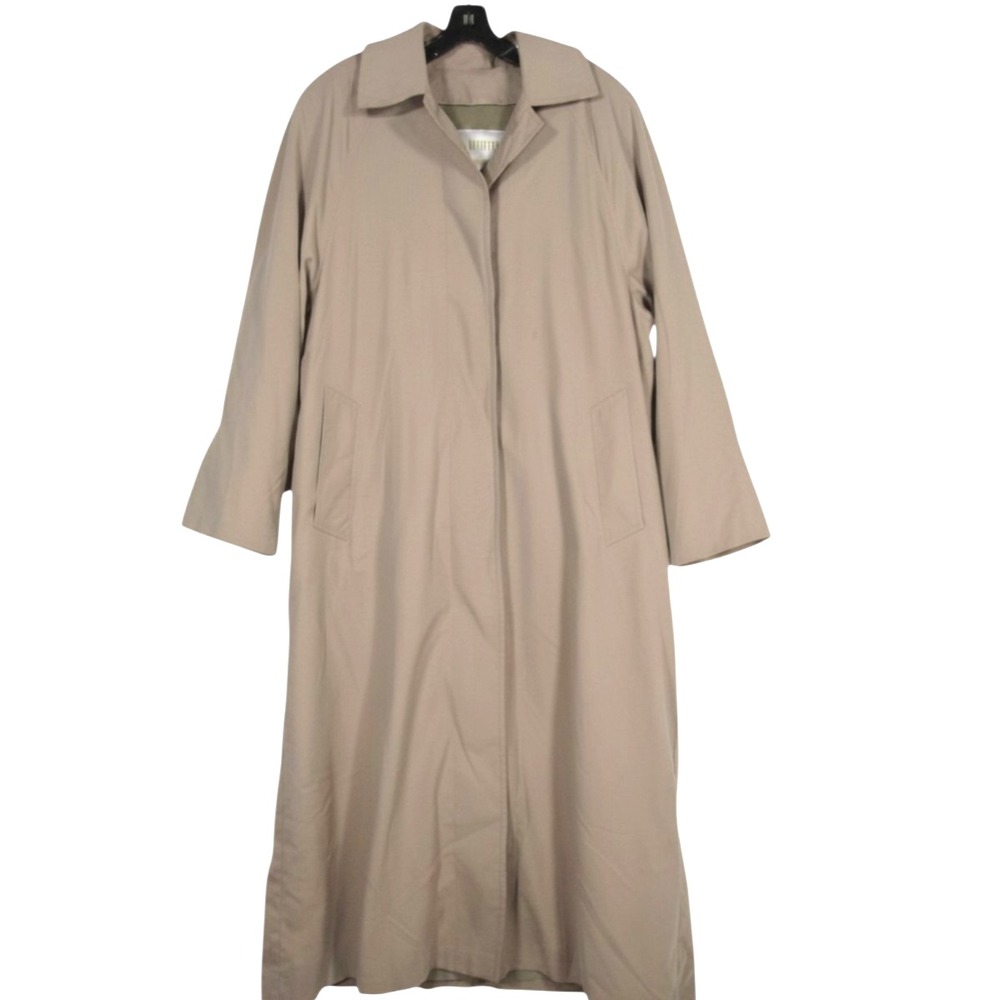 VTG LONDON FOG Tan REMOVABLE FLEECE LINER Button-Up POCKETS Trench Coat 12 REG